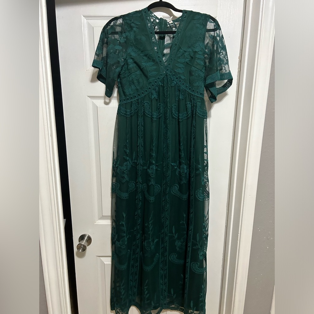 Green Pink Blush Lace dress